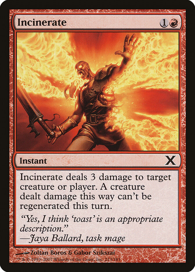 Incinerate card front