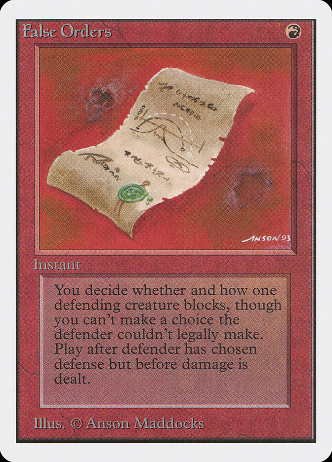 False Orders card front