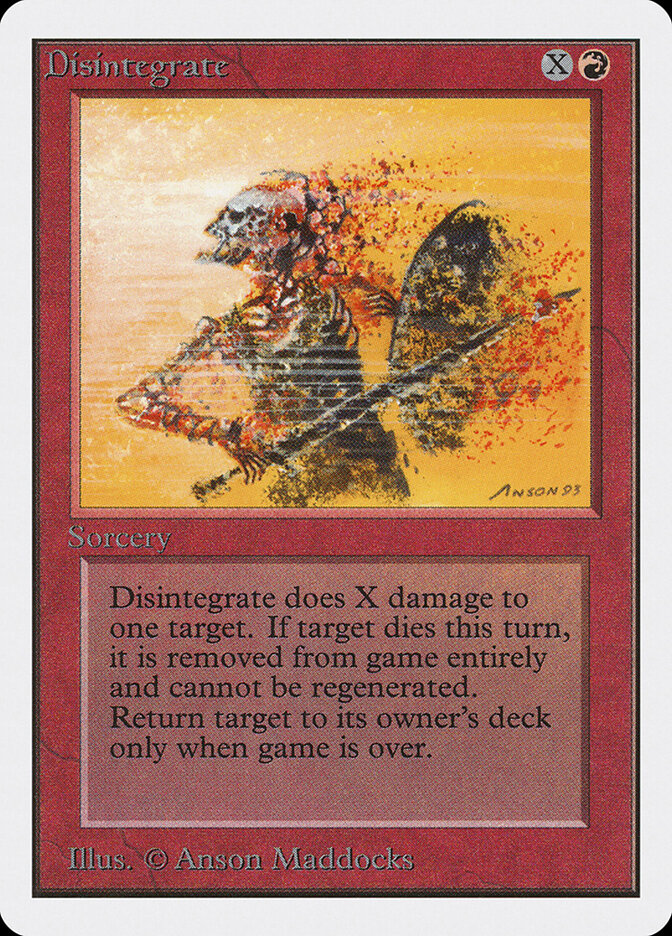 Disintegrate card front