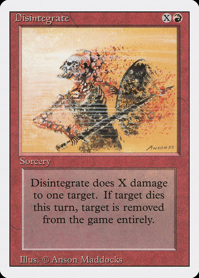 Disintegrate card front