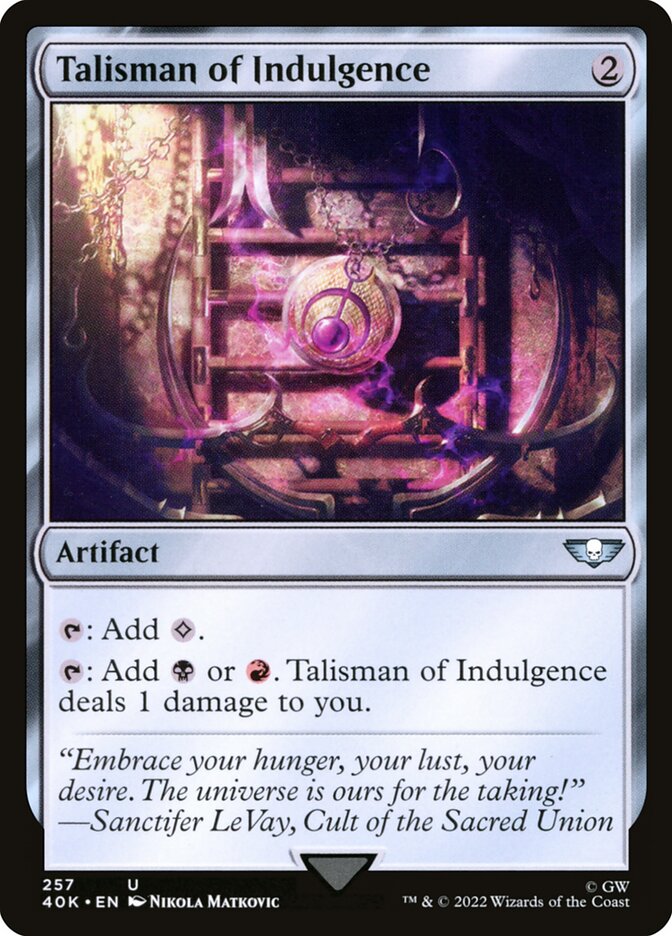 Talisman of Indulgence card front