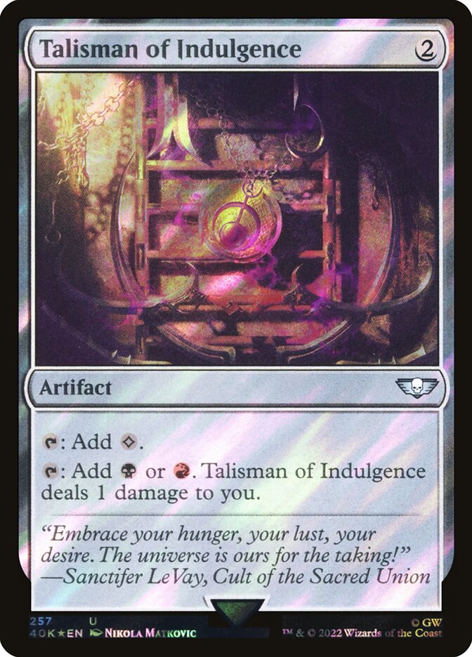 Talisman of Indulgence card front