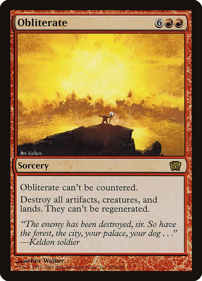 Obliterate card front