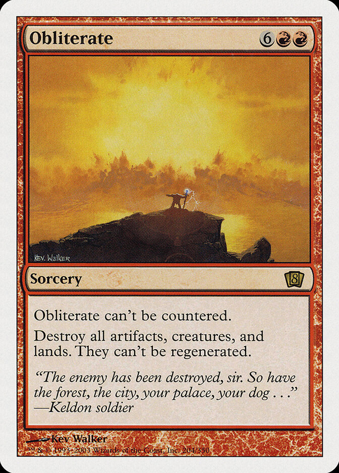 Obliterate card front