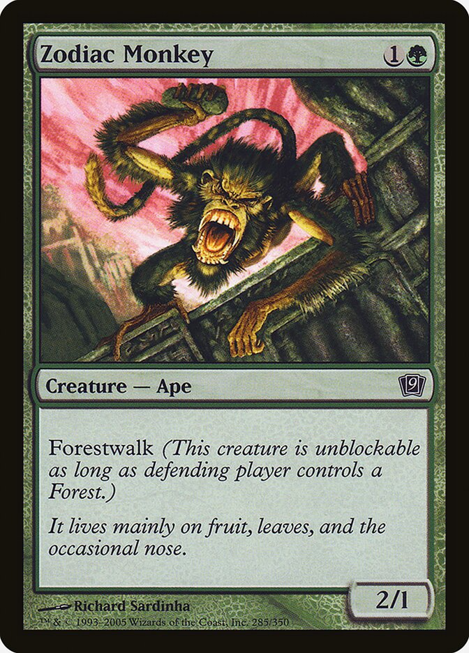 Zodiac Monkey card front