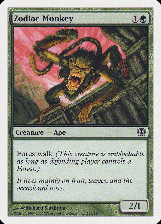 Zodiac Monkey card front