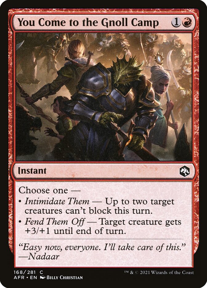 You Come to the Gnoll Camp card front