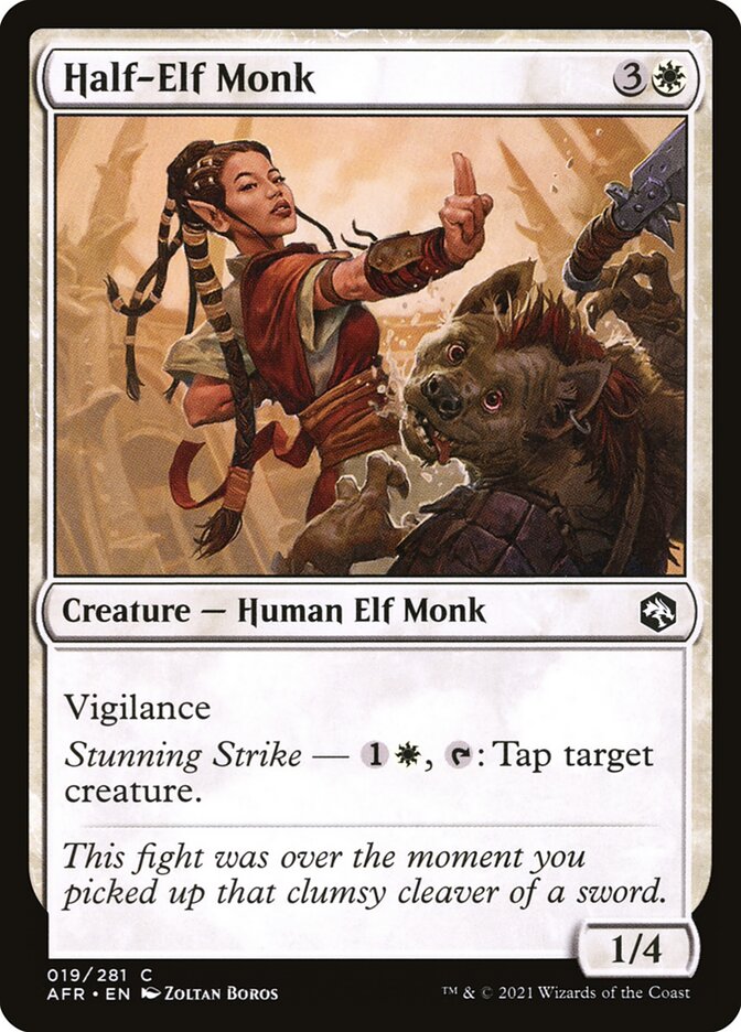 Half-Elf Monk card front