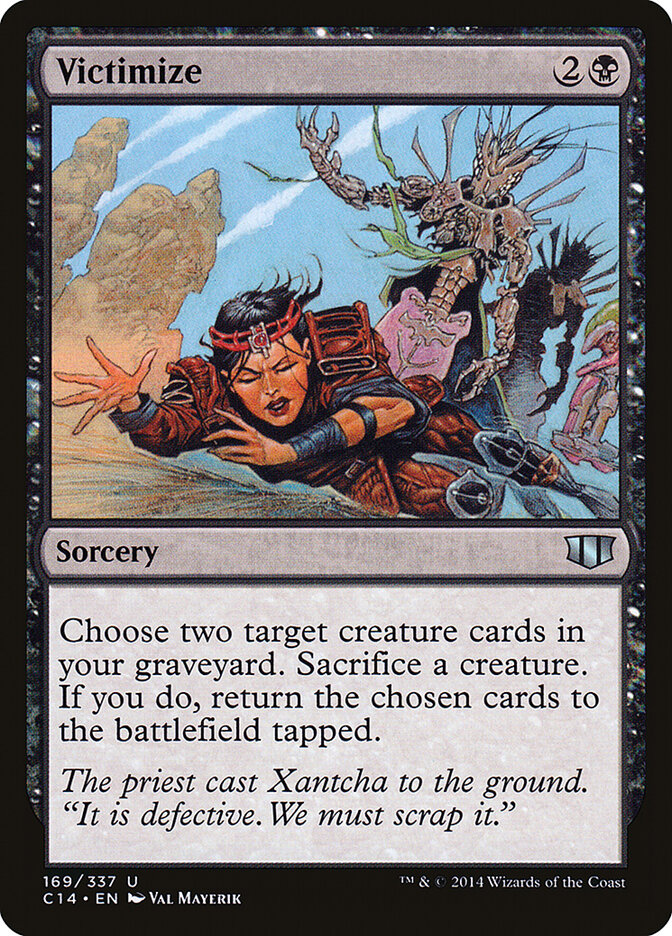 Victimize card front