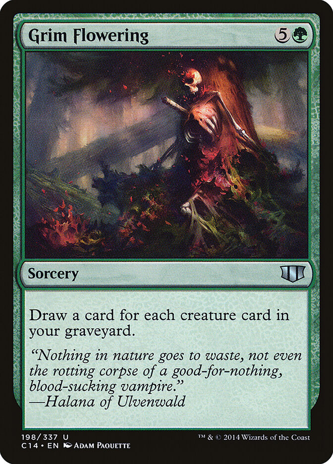 Grim Flowering card front