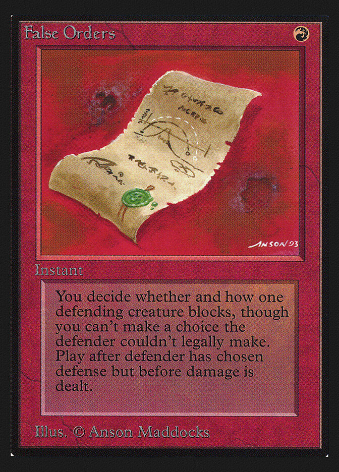 False Orders card front