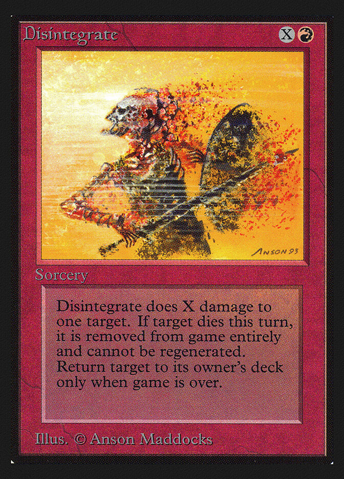 Disintegrate card front