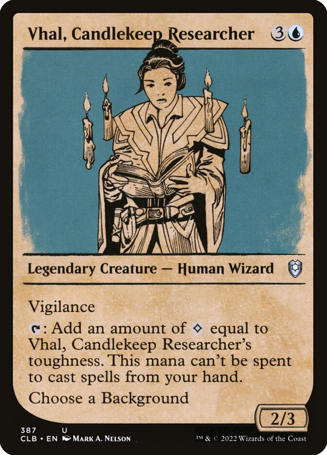 Vhal, Candlekeep Researcher card front