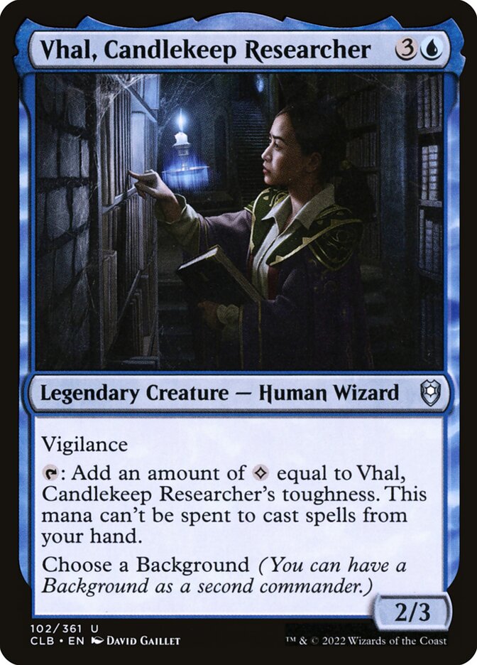 Vhal, Candlekeep Researcher card front