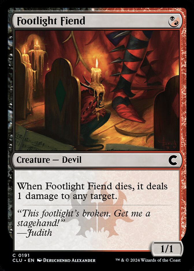 Footlight Fiend card front