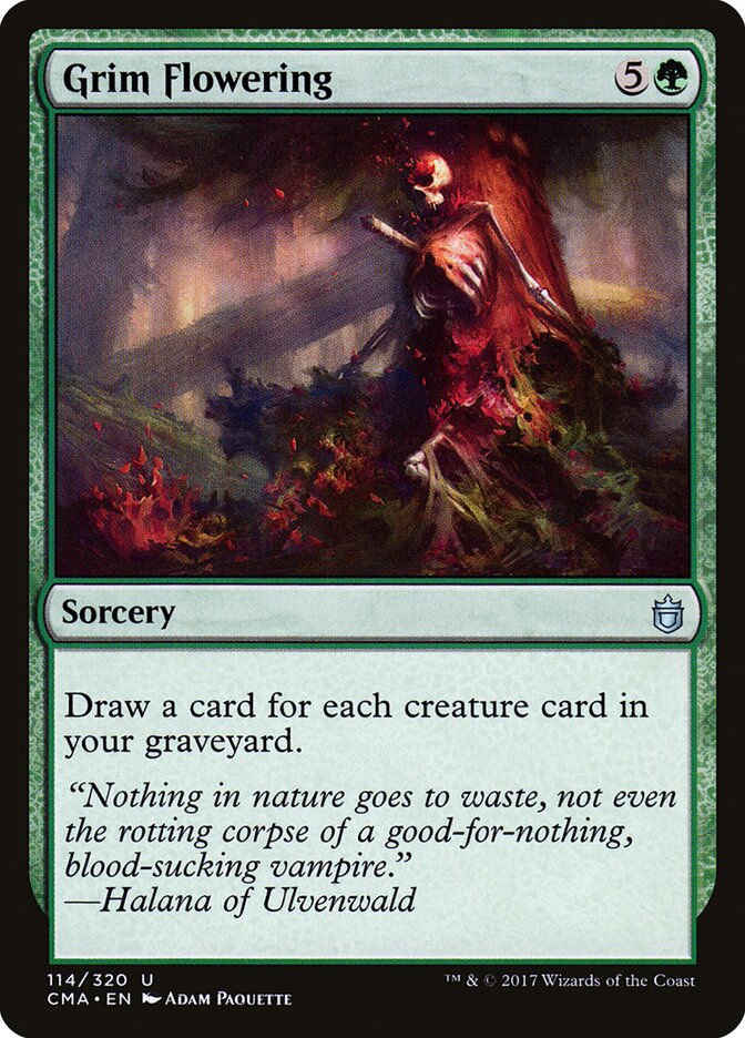 Grim Flowering card front