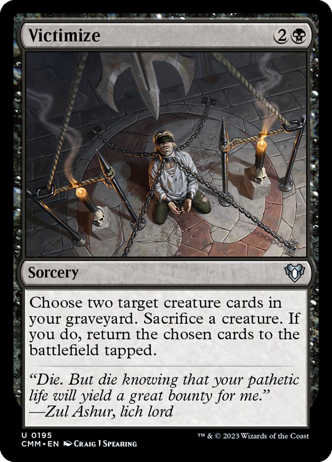Victimize card front