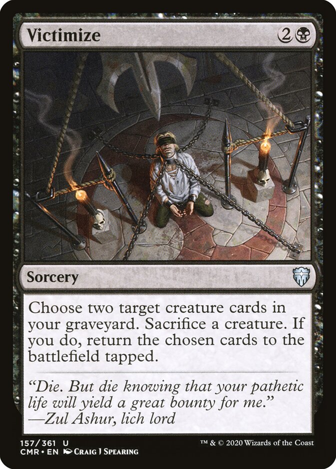 Victimize card front