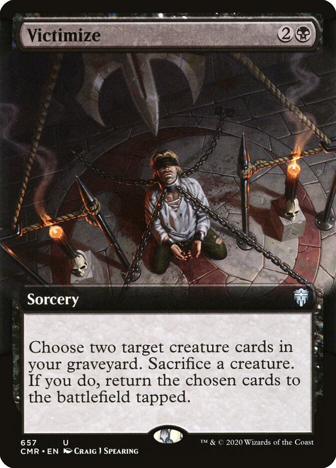 Victimize card front