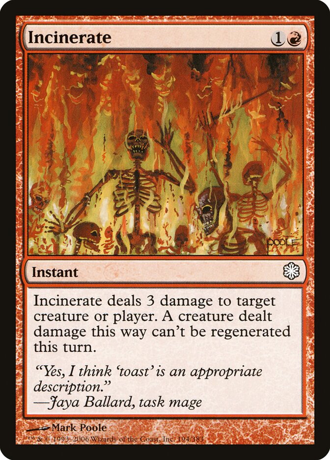 Incinerate card front