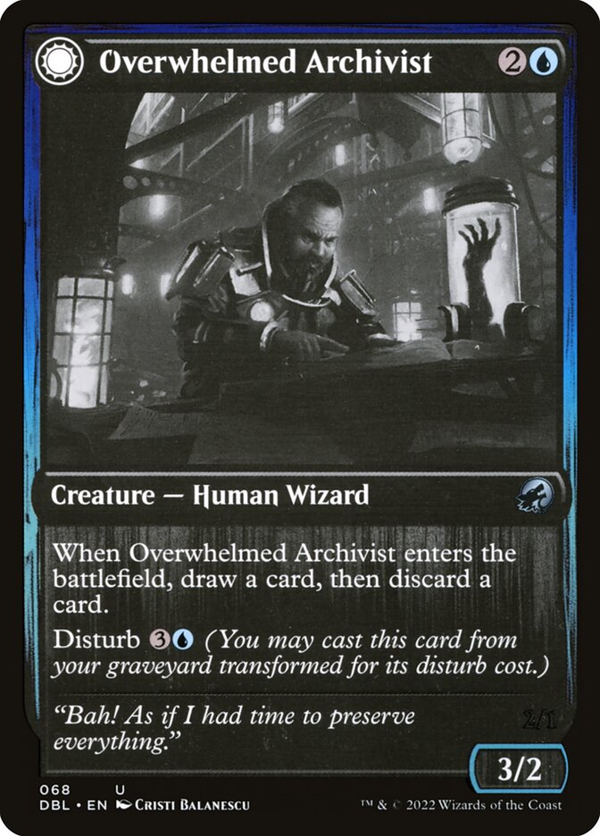 Overwhelmed Archivist card front