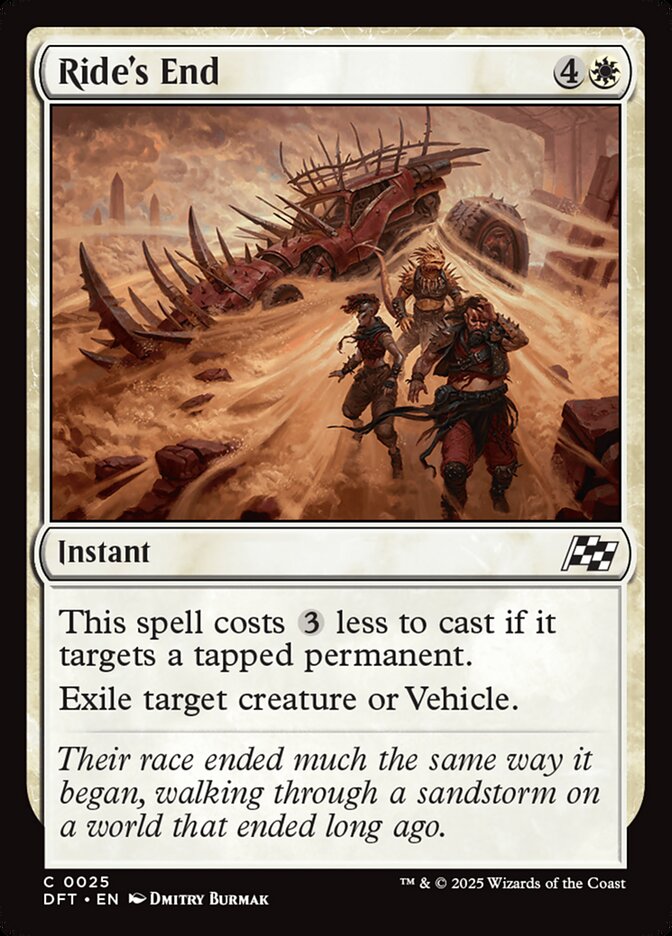 Ride's End card front