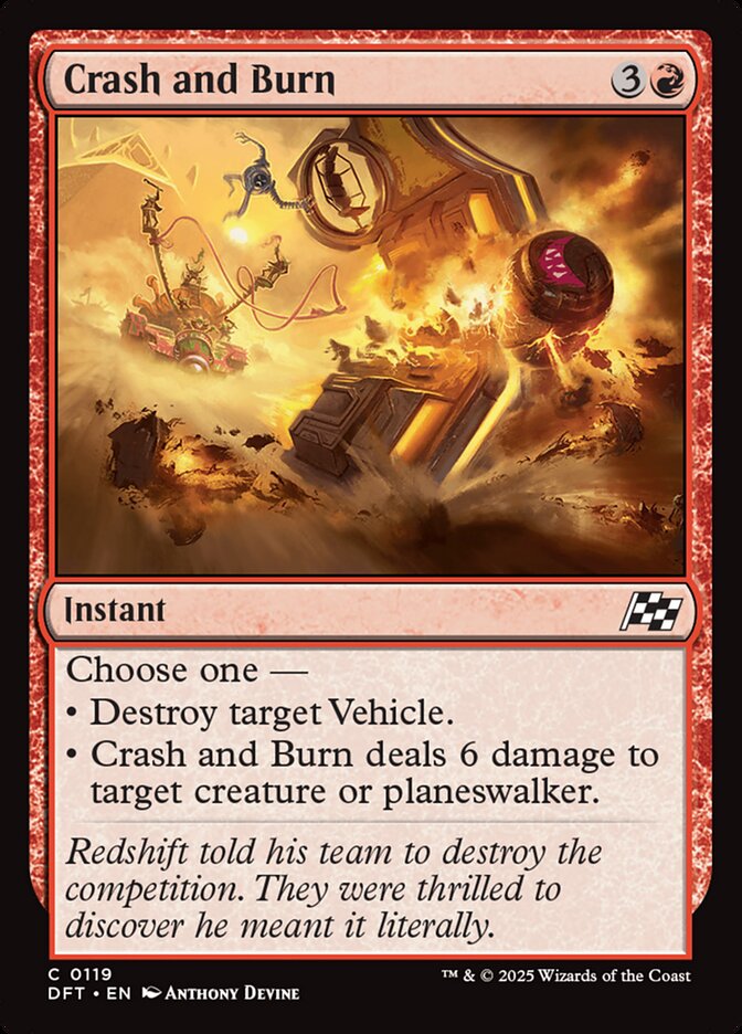Crash and Burn card front
