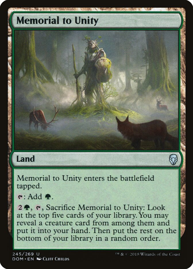 Memorial to Unity card front