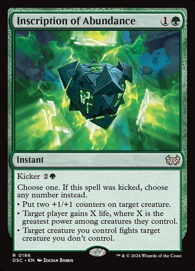 Inscription of Abundance card front