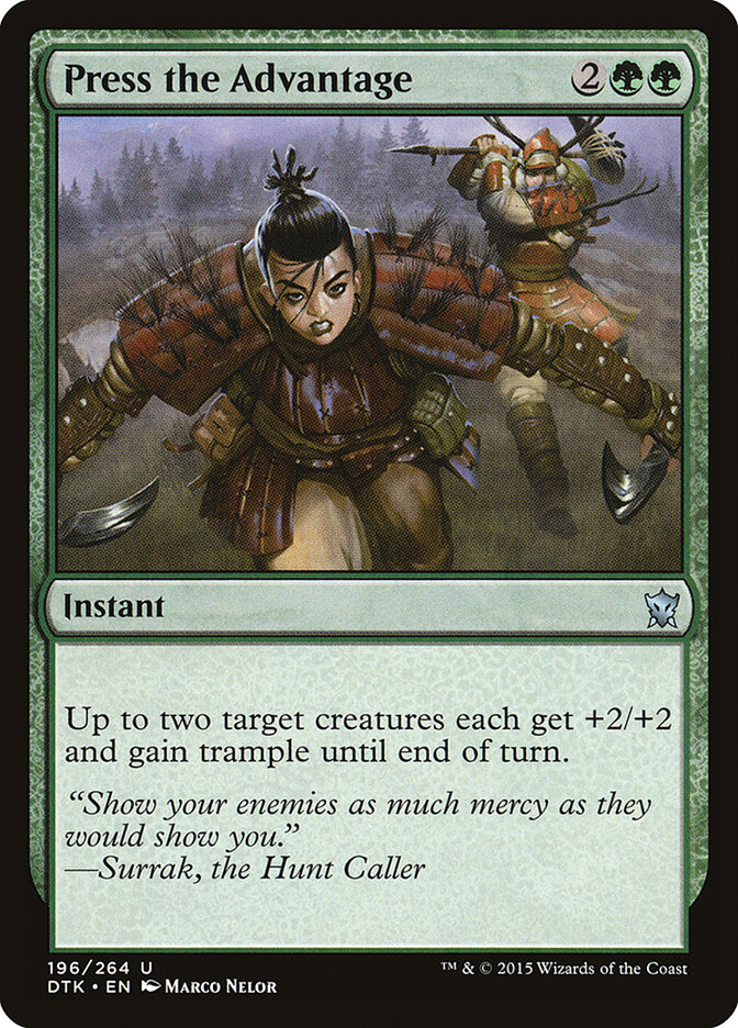 Press the Advantage card front