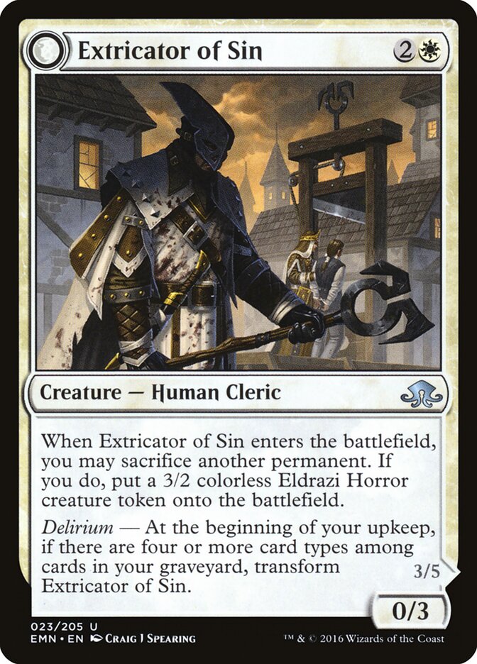 Extricator of Sin card front