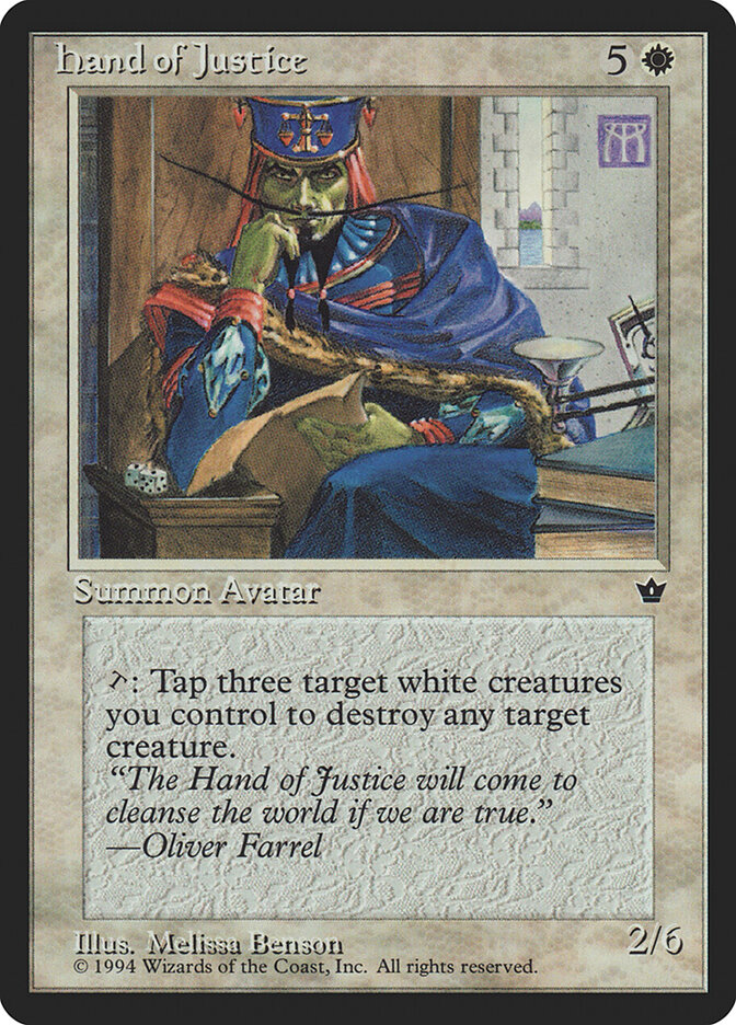 Hand of Justice card front