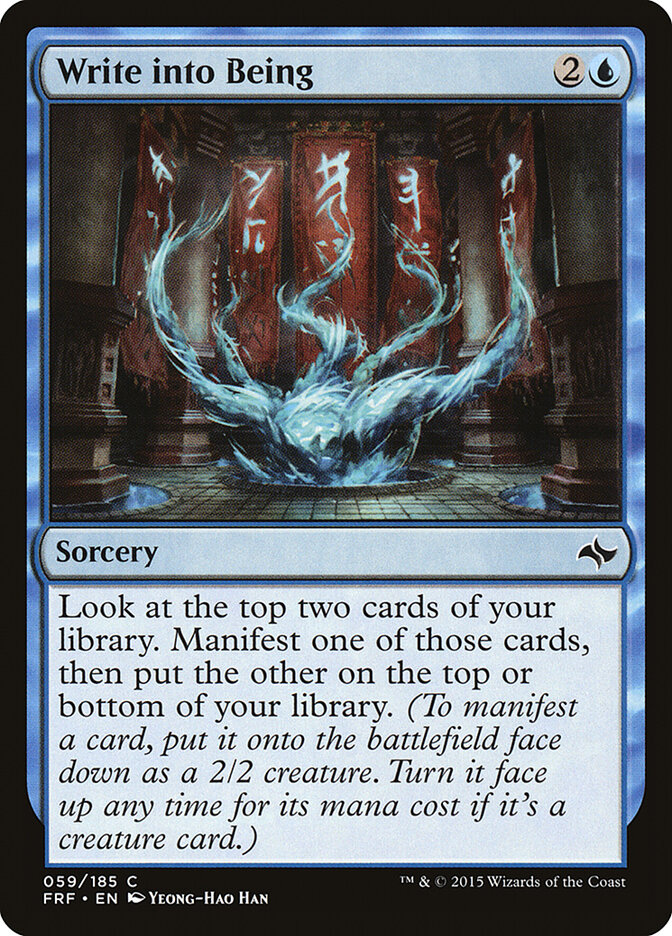 Write into Being card front