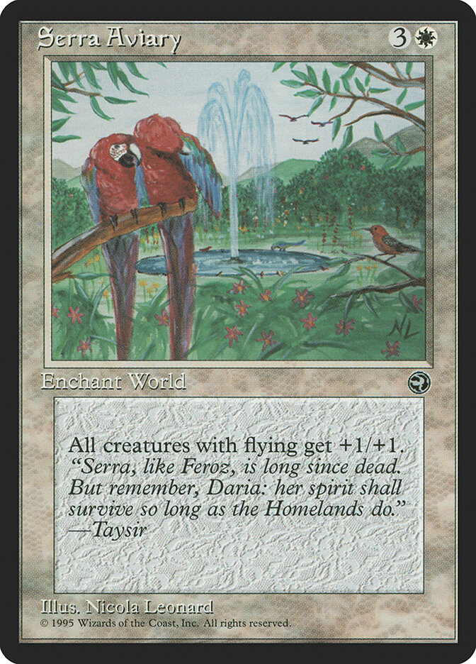 Serra Aviary card front