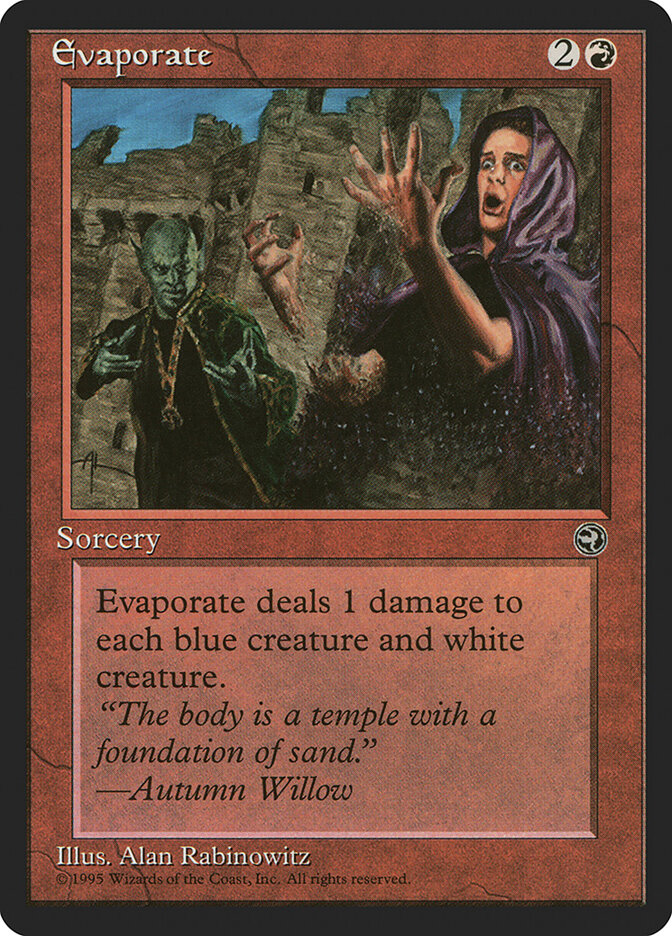 Evaporate card front