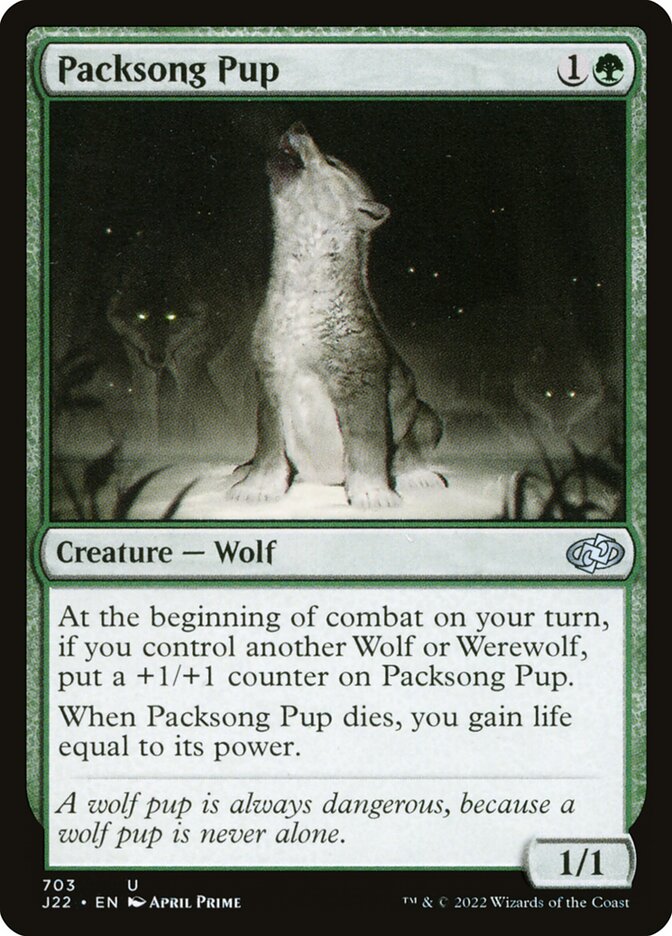 Packsong Pup card front