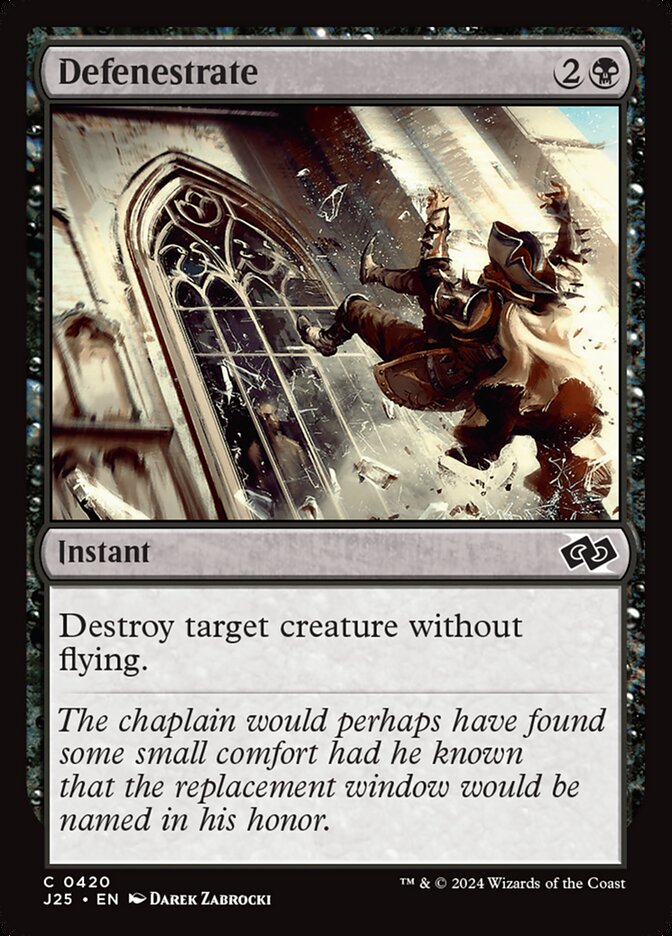 Defenestrate card front
