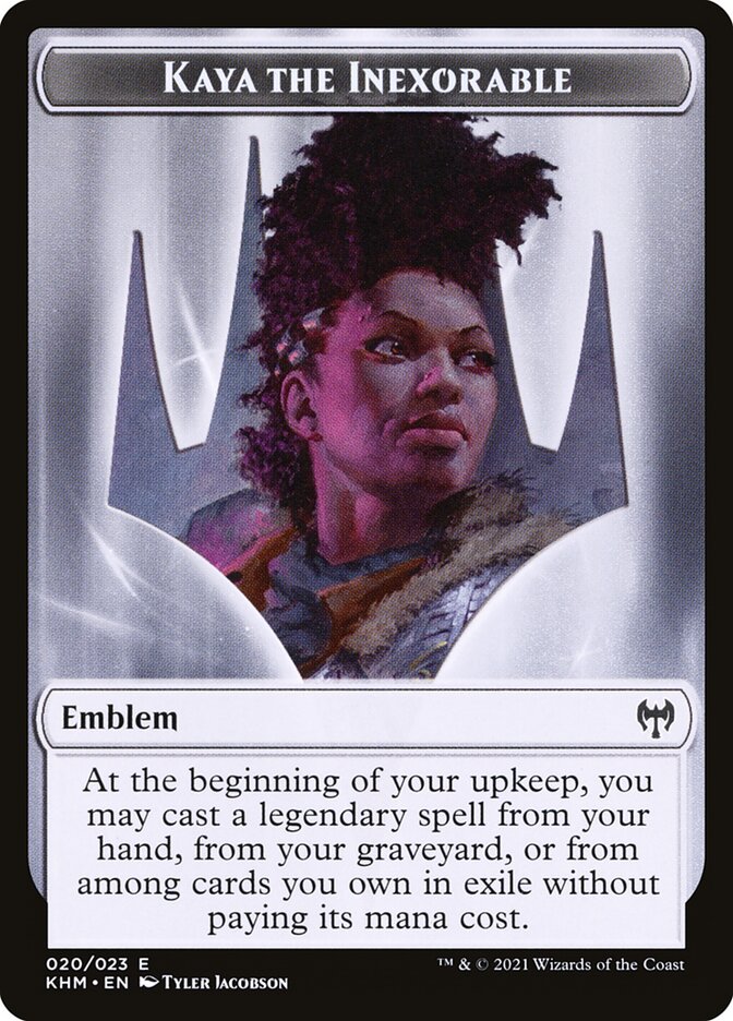 Kaya the Inexorable Emblem card front