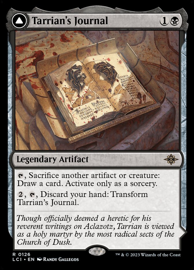 Tarrian's Journal card front