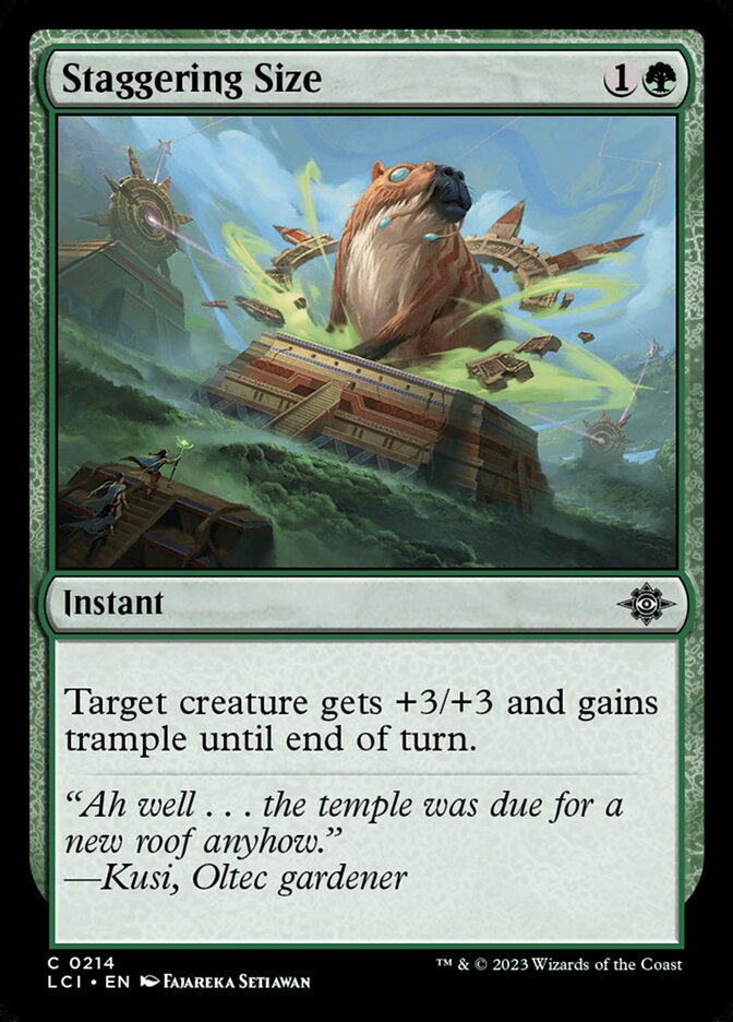 Staggering Size card front