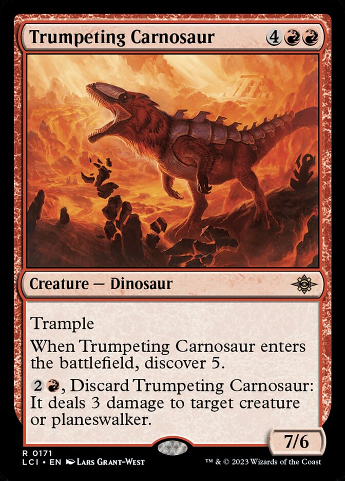 Trumpeting Carnosaur card front