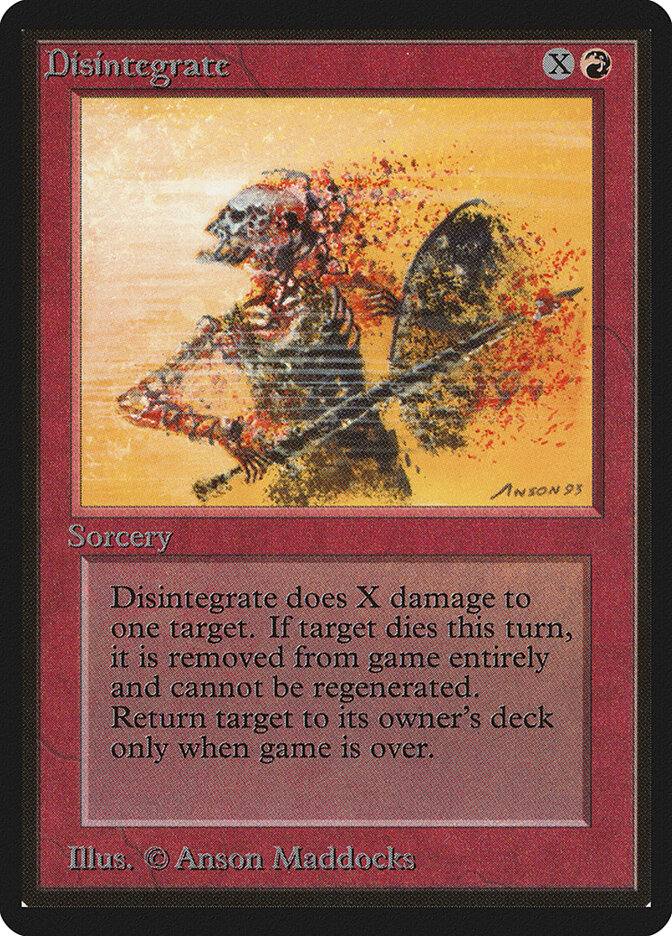 Disintegrate card front