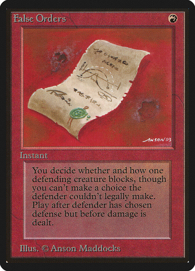 False Orders card front