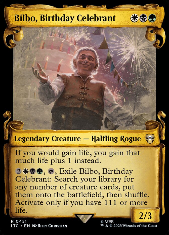 Bilbo, Birthday Celebrant card front