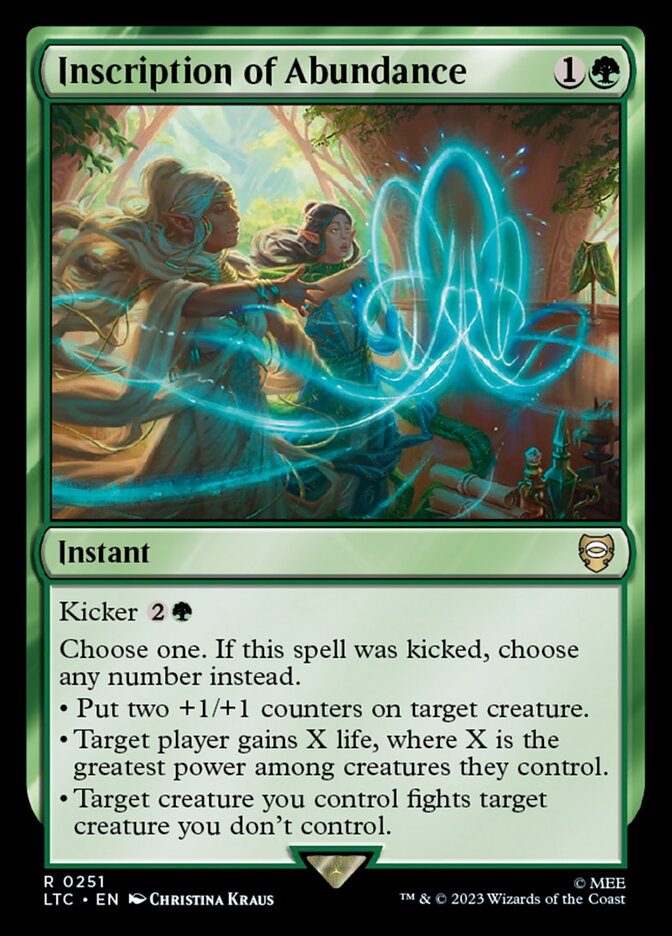 Inscription of Abundance card front