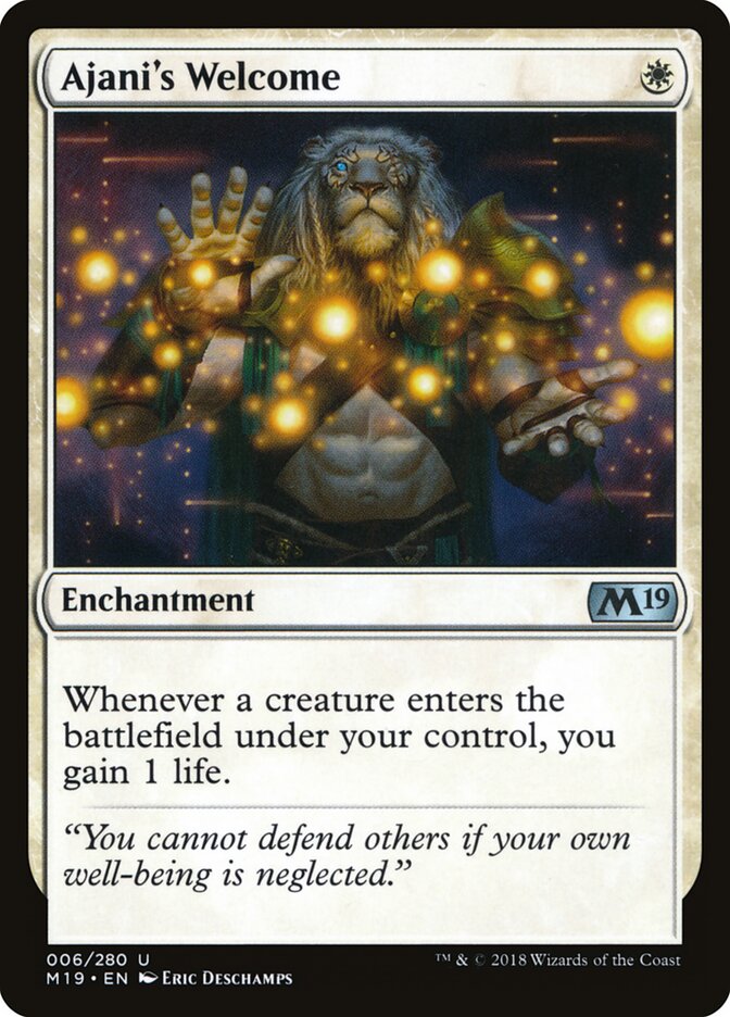 Ajani's Welcome card front