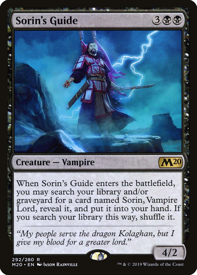 Sorin's Guide card front