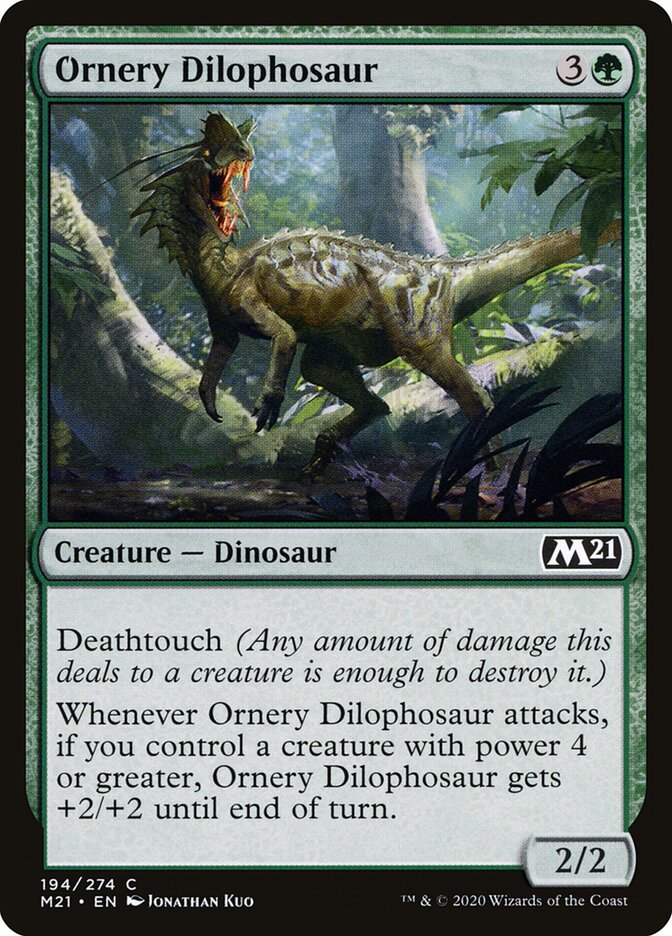 Ornery Dilophosaur card front