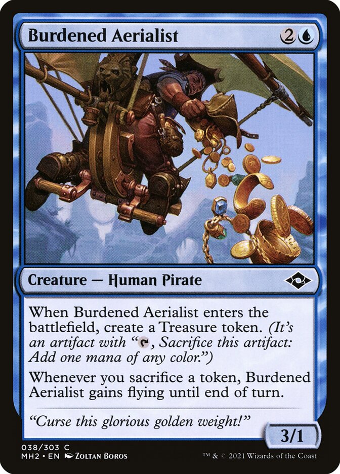 Burdened Aerialist card front
