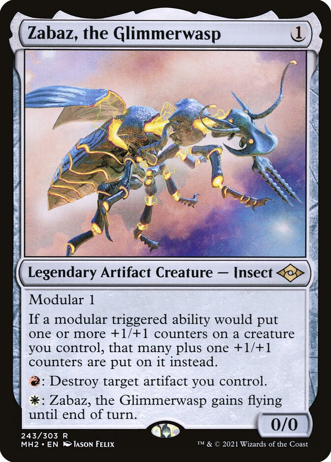 Zabaz, the Glimmerwasp card front
